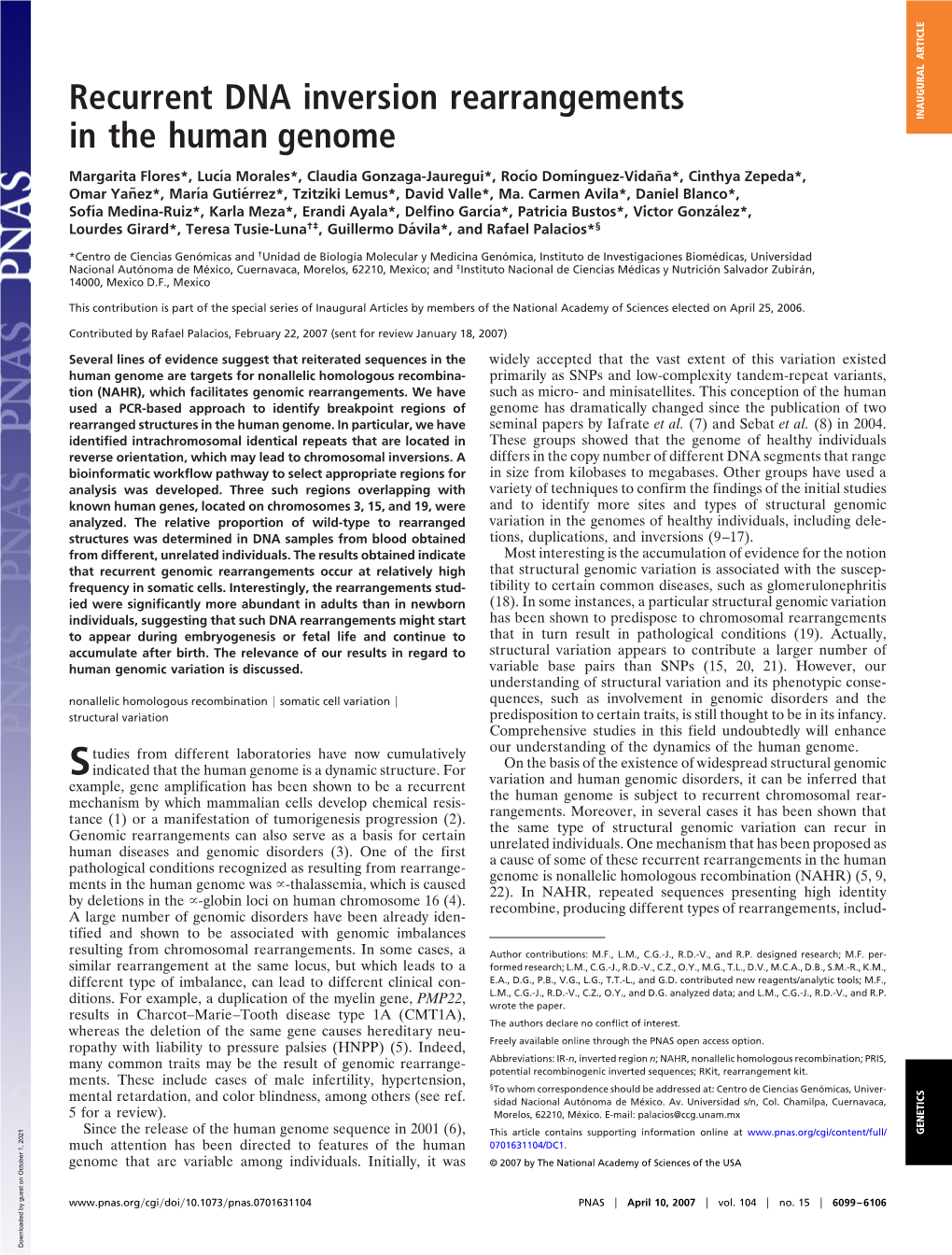 Recurrent DNA Inversion Rearrangements in the Human