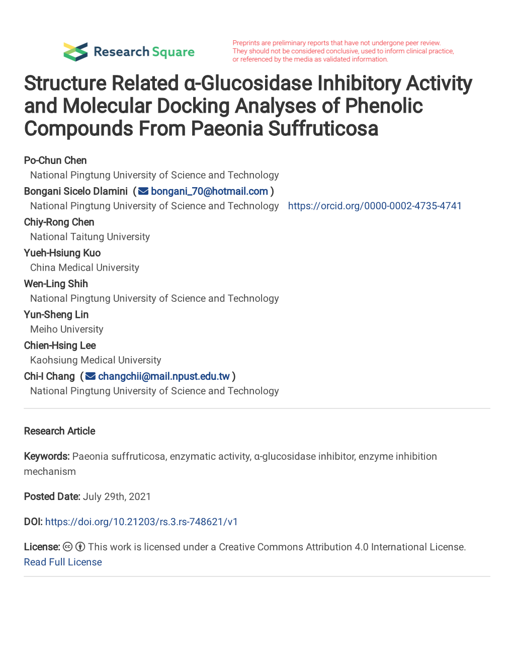 Structure Related Α-Glucosidase Inhibitory Activity and Molecular Docking Analyses of Phenolic Compounds from Paeonia Suffruticosa