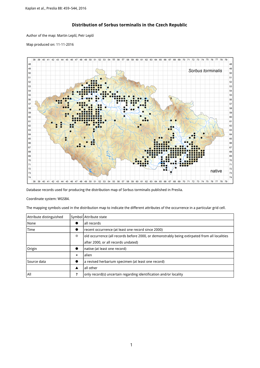 1 Distribution of Sorbus Torminalis in the Czech Republic