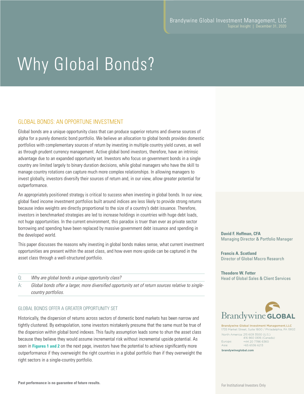 Why Global Bonds?