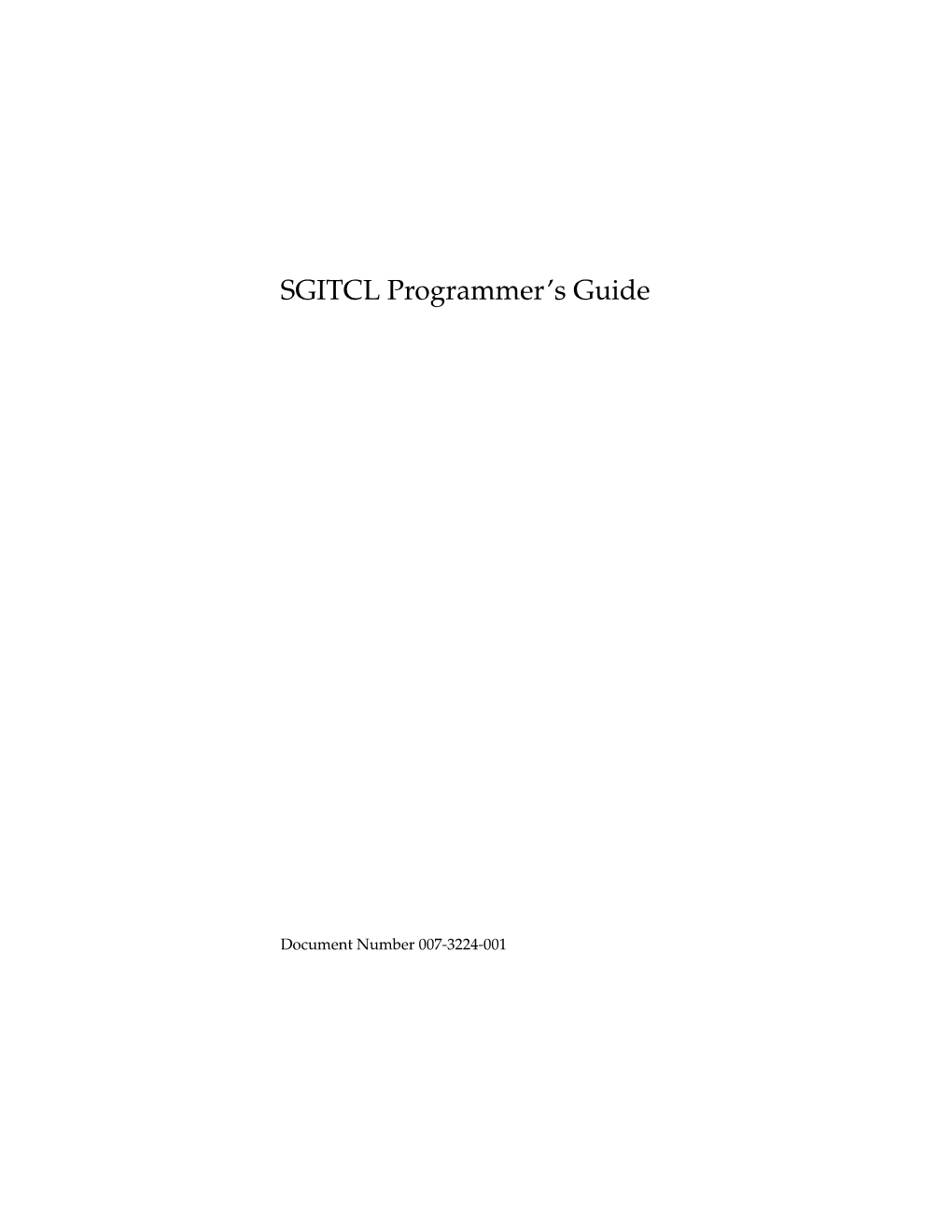 SGITCL Programmer's Guide