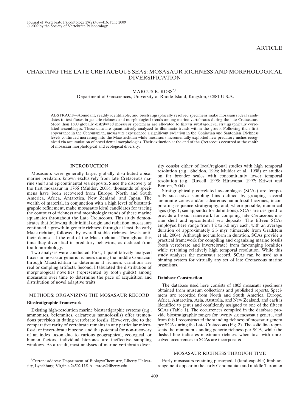 Mosasaur Richness and Morphological Diversification