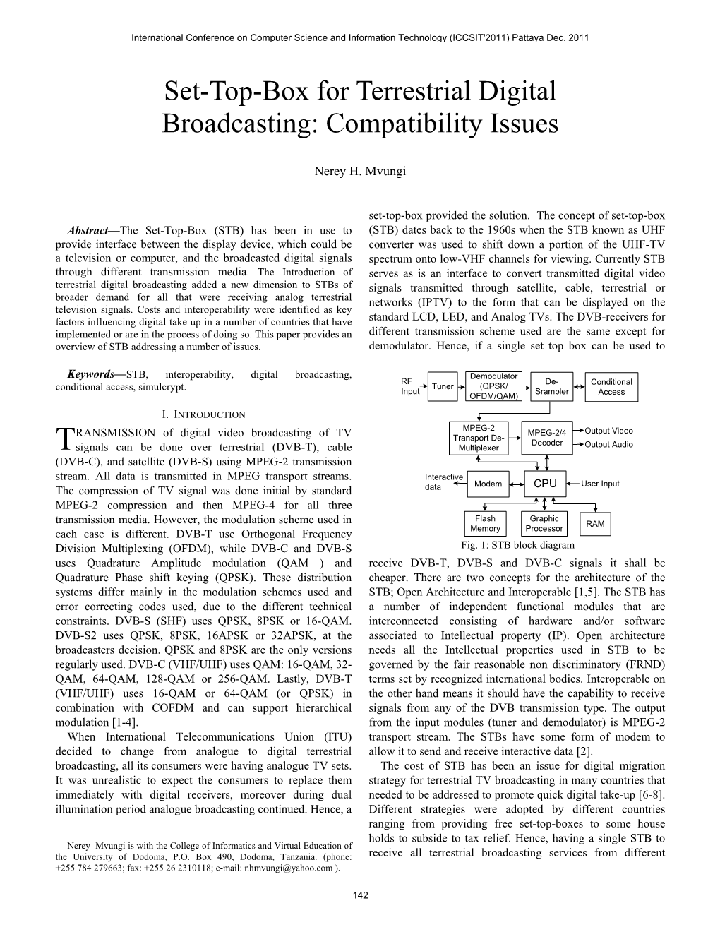 Set-Top-Box for Terrestrial Digital Broadcasting: Compatibility Issues
