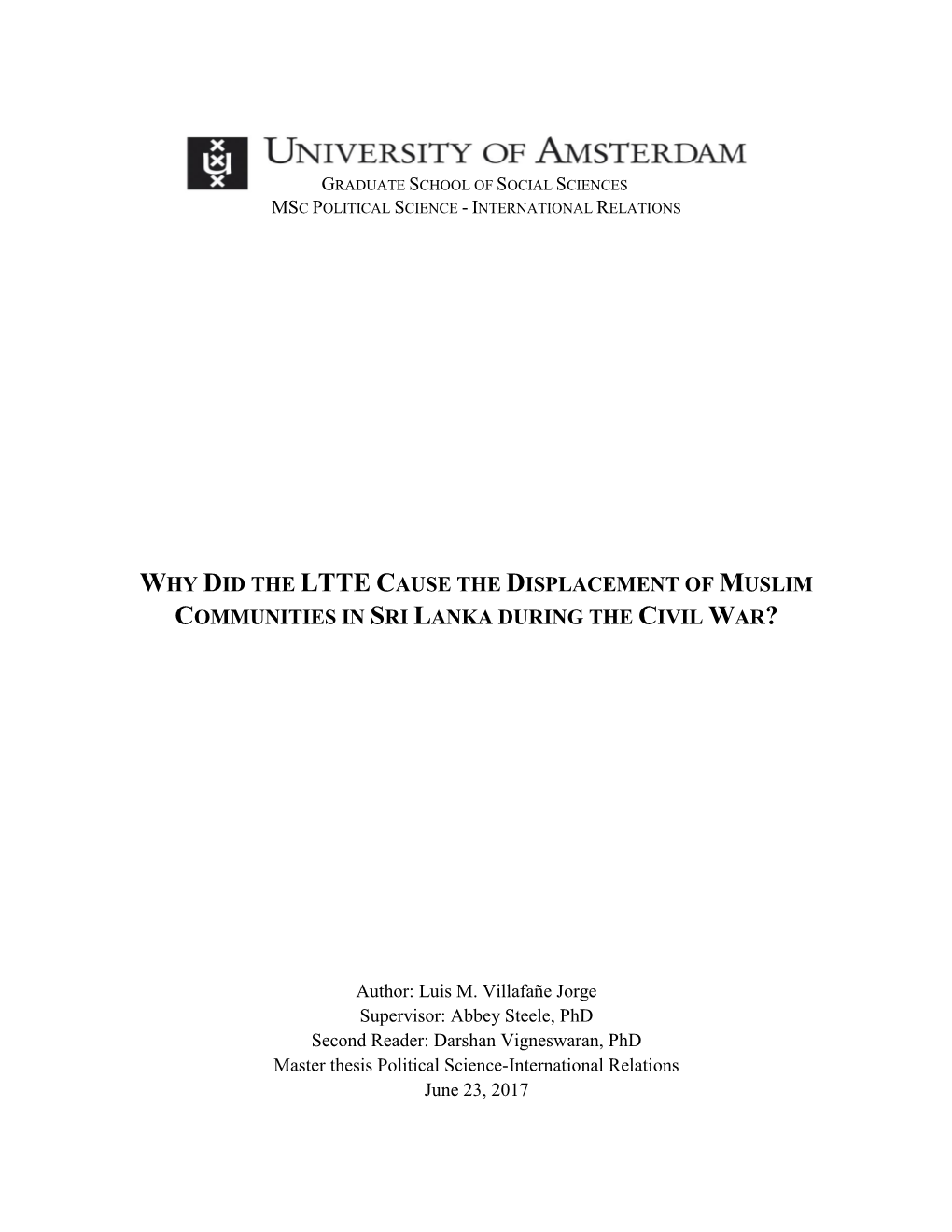 Why Did the Ltte Cause the Displacement of Muslim Communities in Sri Lanka During the Civil War?