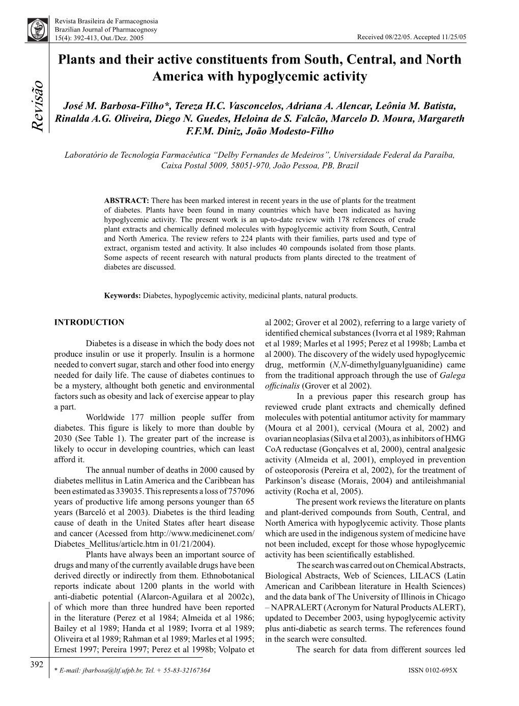 Plants and Their Active Constituents from South, Central, and North America with Hypoglycemic Activity