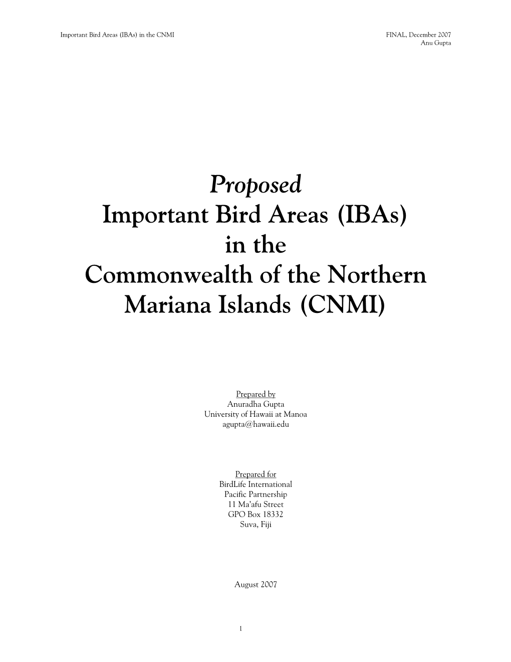 Ibas) in the Commonwealth of the Northern Mariana Islands (CNMI