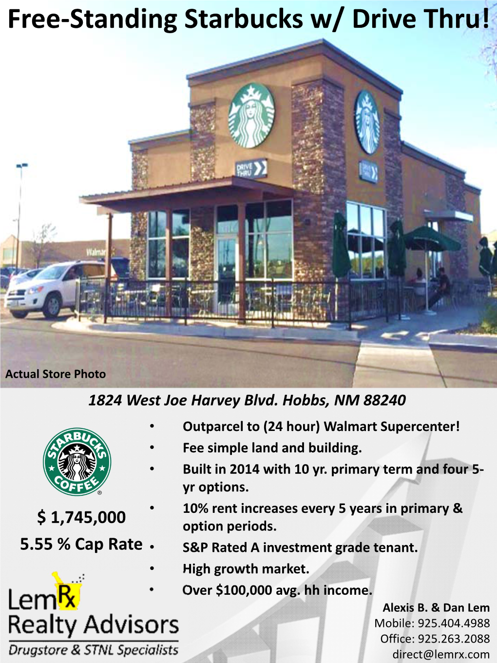 Free-Standing Starbucks W/ Drive Thru!