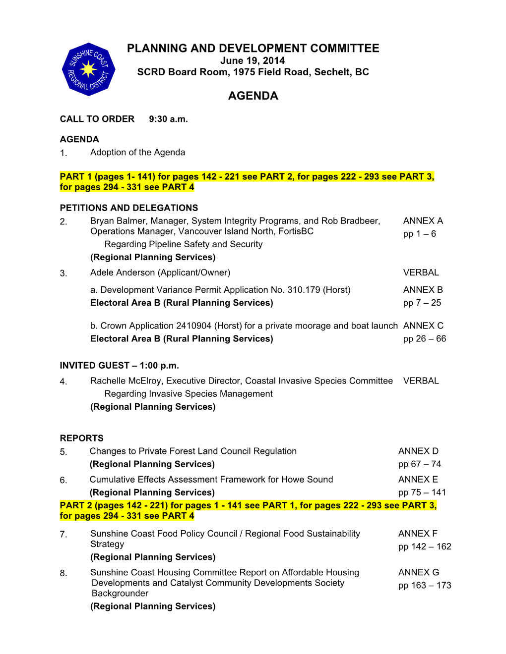 Planning and Development Committee Agenda - Thursday, June 19, 2014 Page 2 of 3