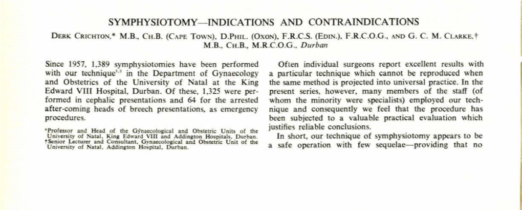 Symphysiotomy-Indications and Contraindications