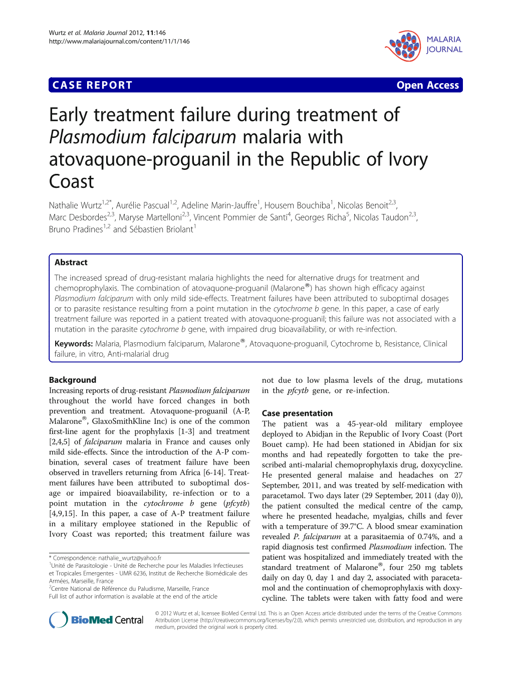 Early Treatment Failure During Treatment of Plasmodium Falciparum