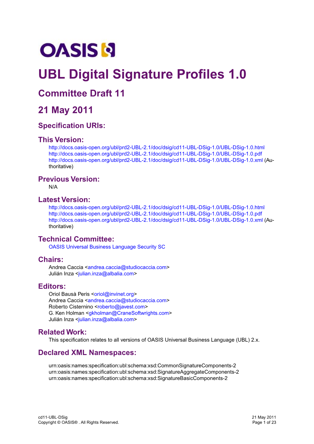 UBL Digital Signature Profiles