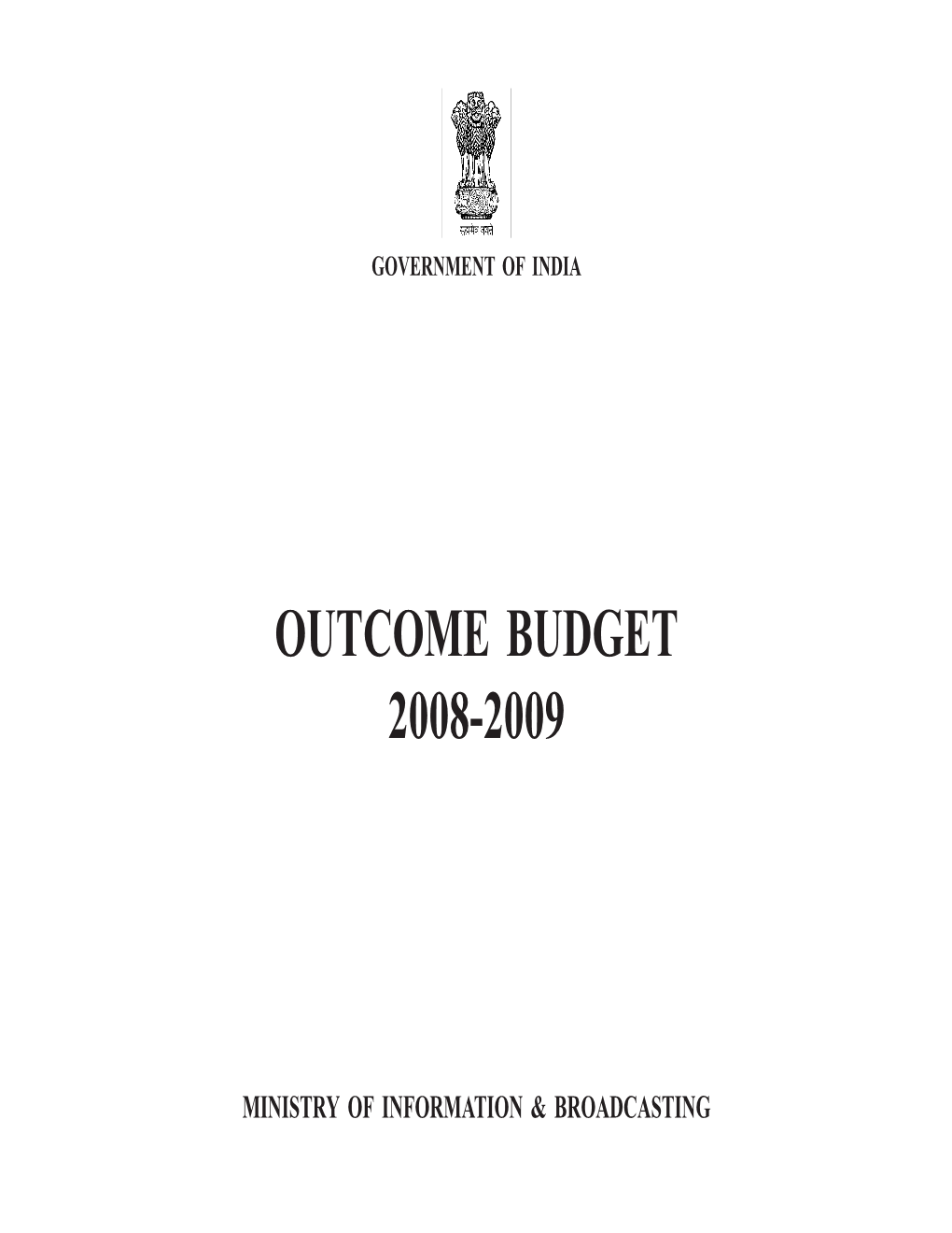 Outcome Budget 2008-2009