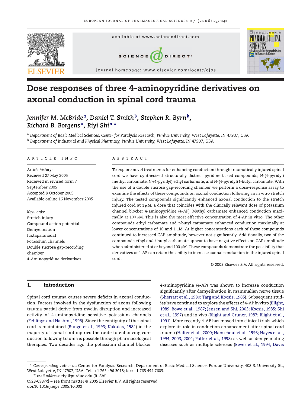 Dose Responses of Three 4-Aminopyridine Derivatives on Axonal Conduction in Spinal Cord Trauma