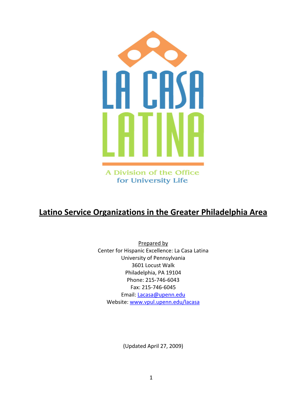 Latino Service Organizations in the Greater