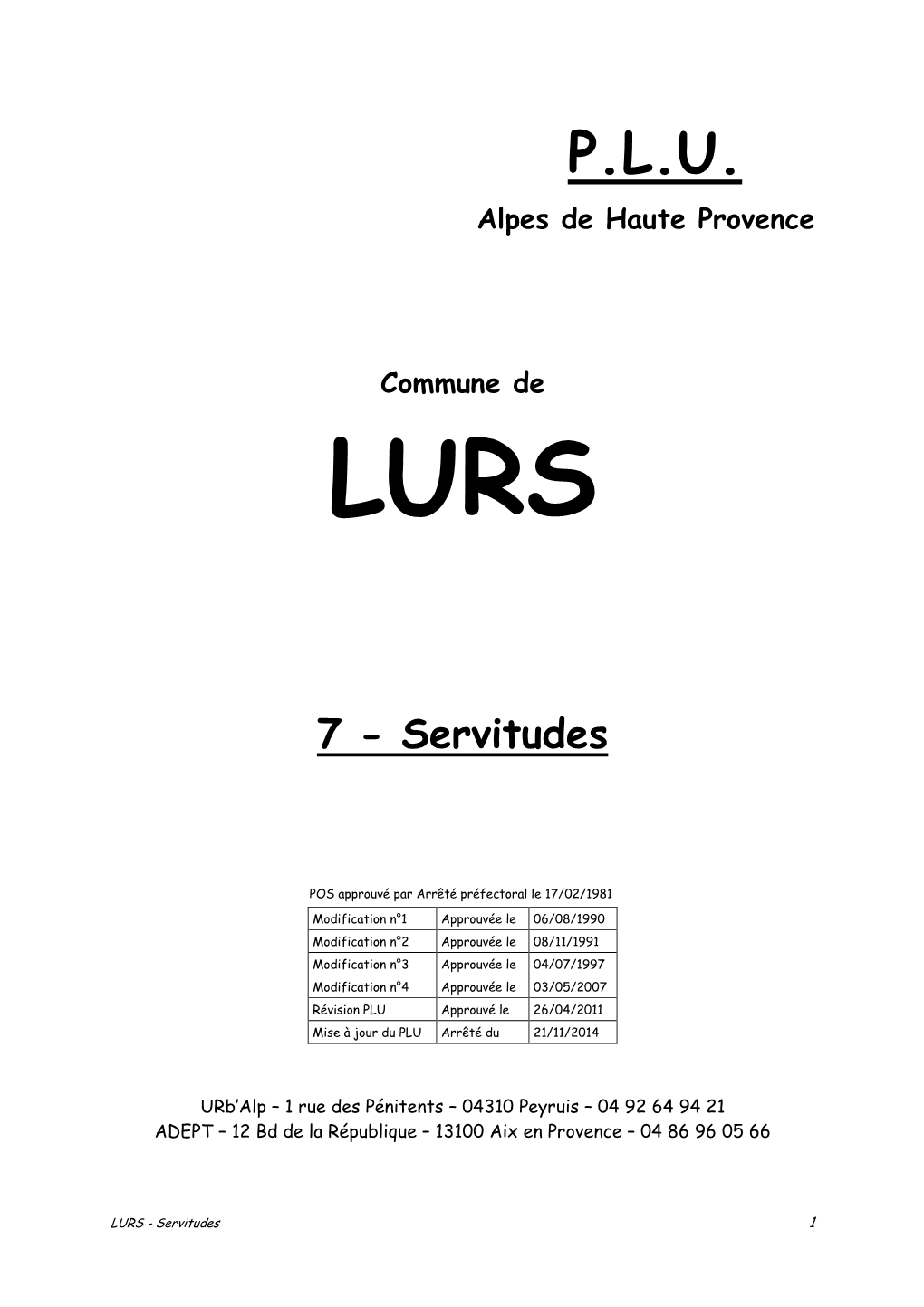 PLU Alpes De Haute Provence Commune De LURS 7