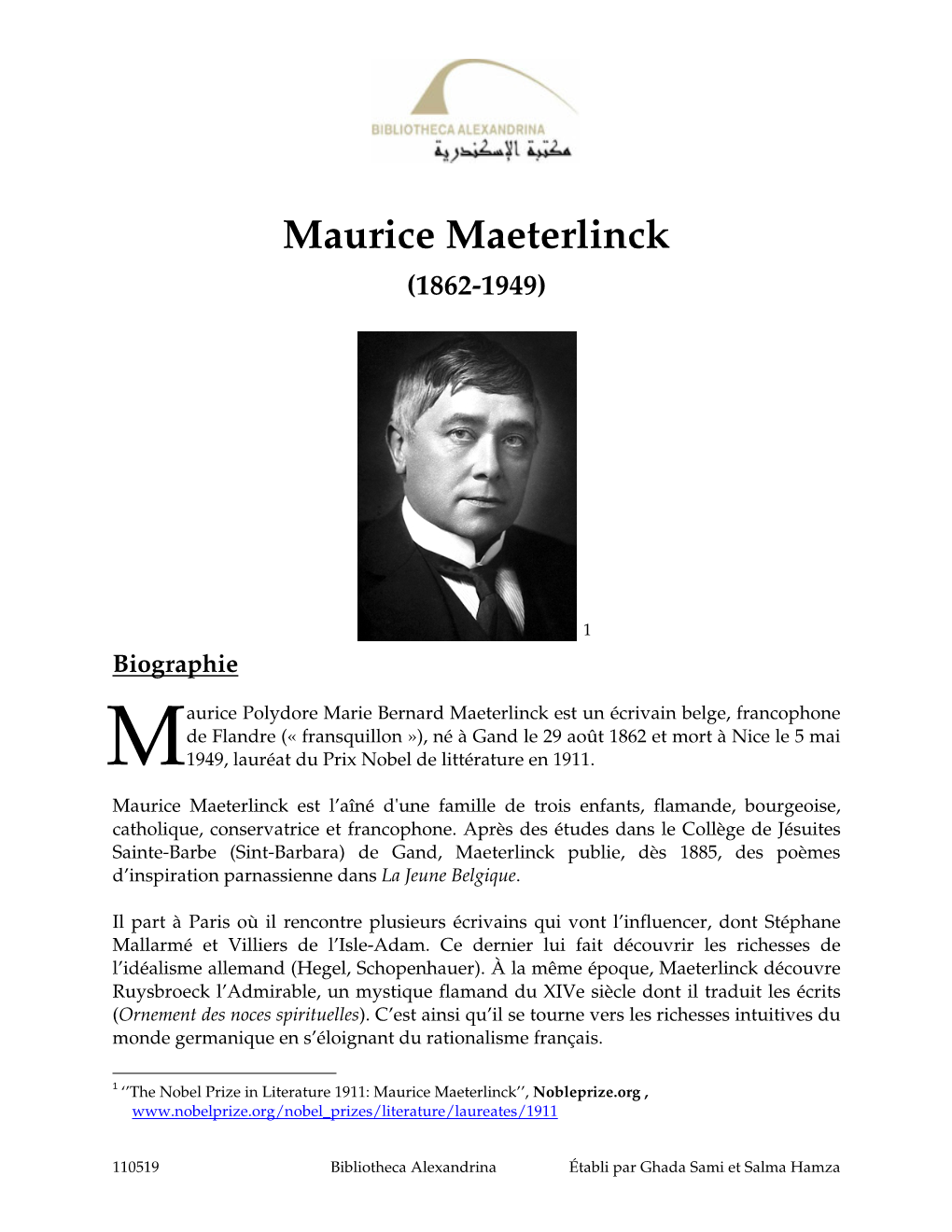 Maurice Maeterlinck (1862-1949)