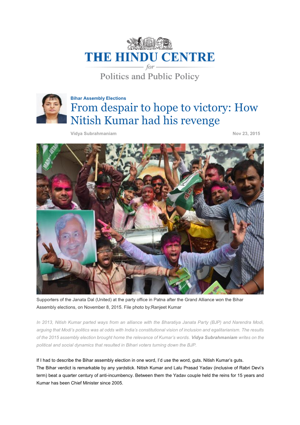 How Nitish Kumar Had His Revenge