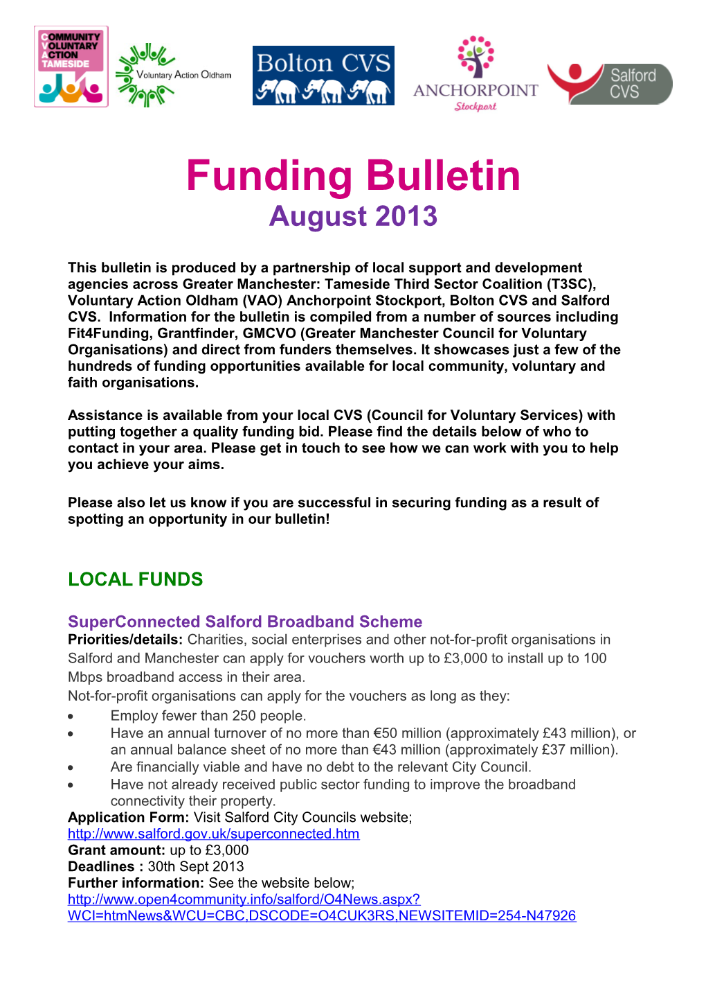 VOLCON Funding Bulletin