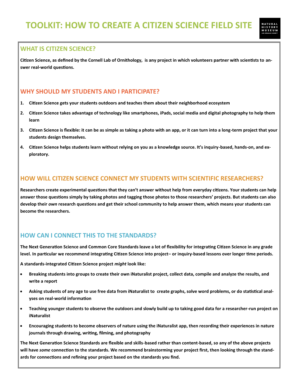 How to Create a Citizen Science Field Site