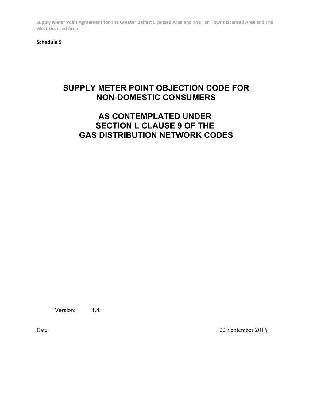 Supply Meter Point Objection Code For