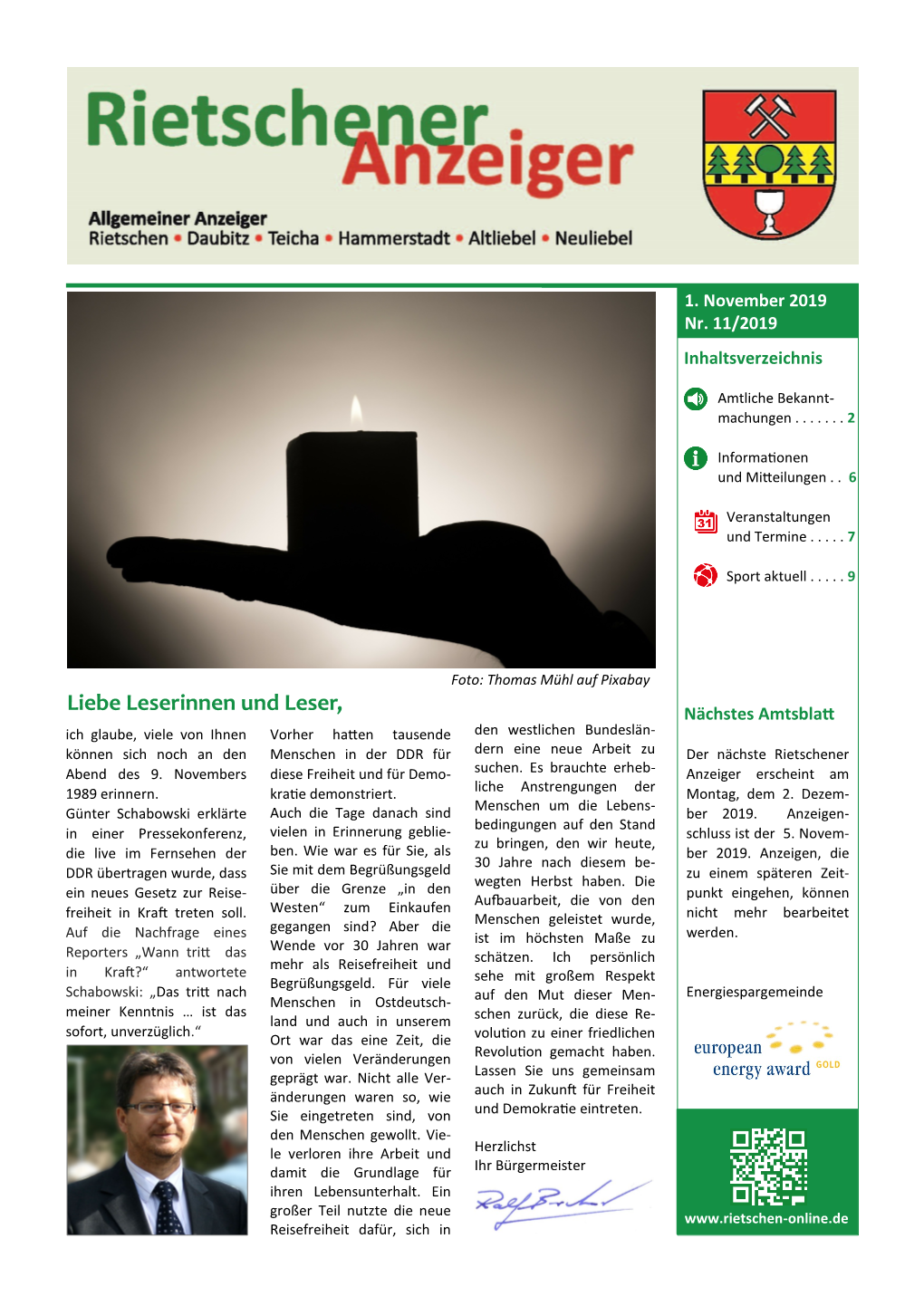 1. November 2019 Nr. 11/2019 Inhaltsverzeichnis