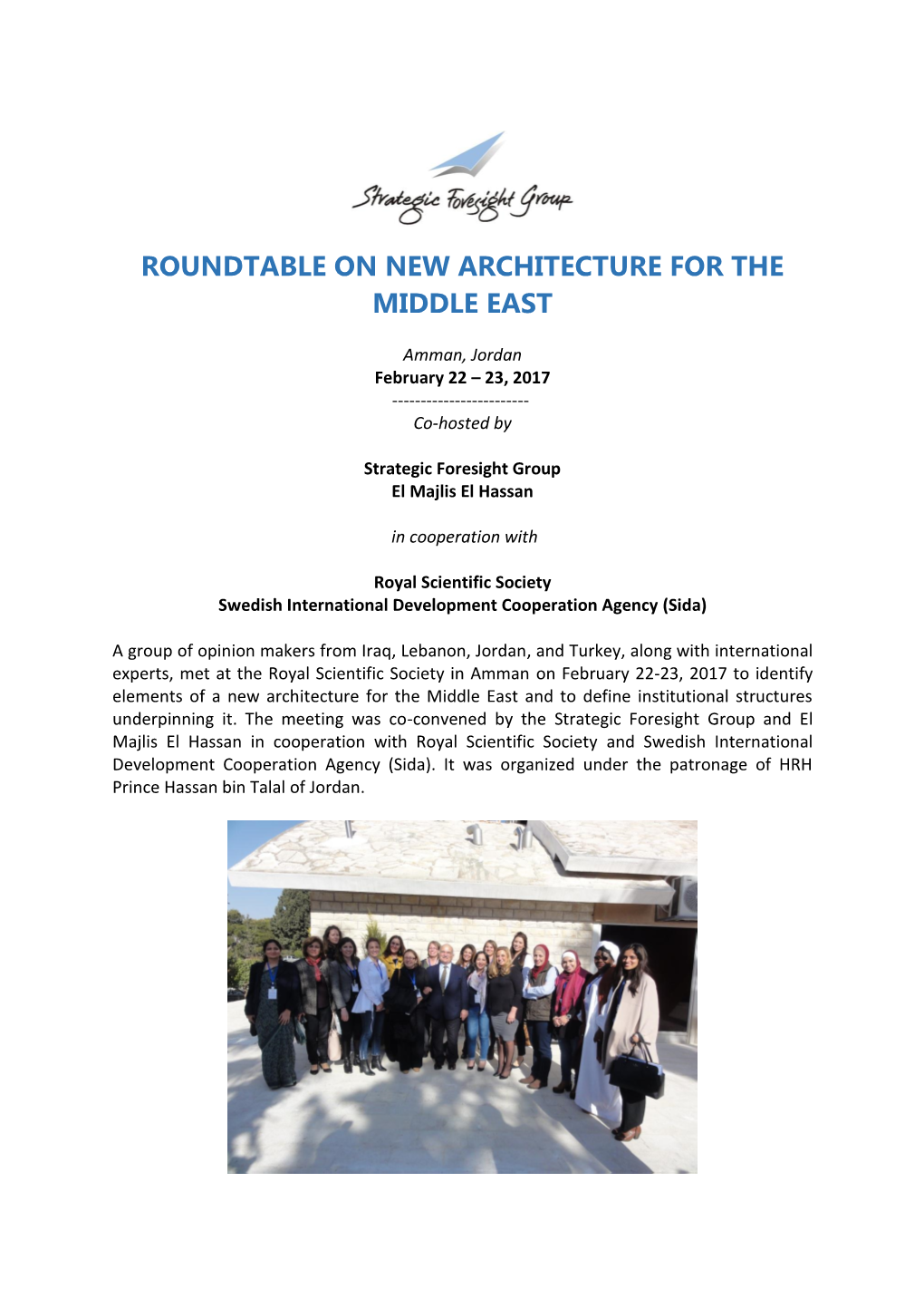 Roundtable on New Architecture for the Middle East