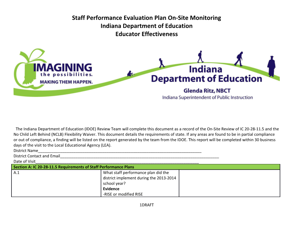 Staff Performance Evaluation Plan On-Site Monitoring