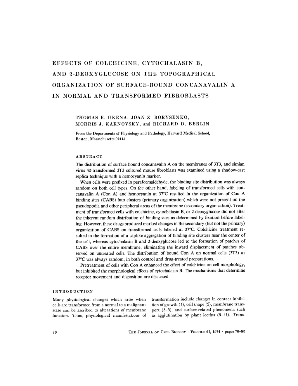 Effects of Colchicine, Cytochalasin B