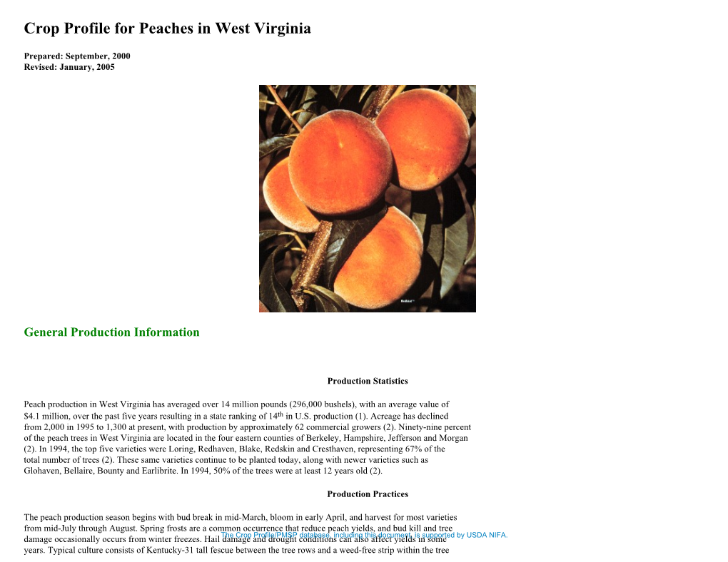 Crop Profile for Peaches in West Virginia