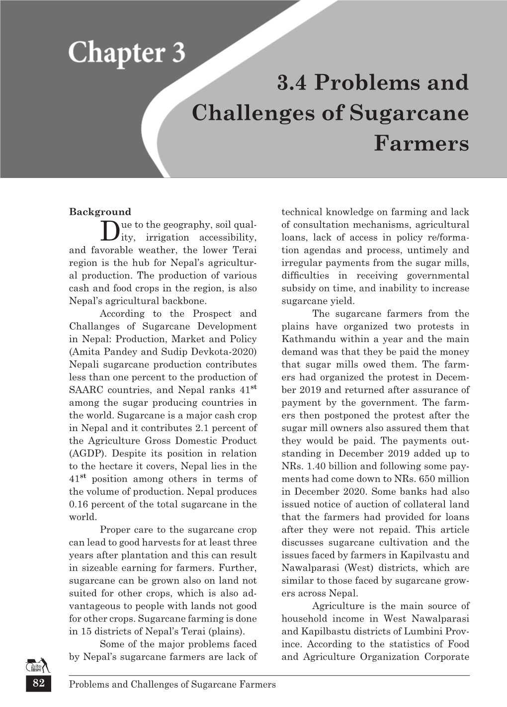 3.4 Problems and Challenges of Sugarcane Farmers