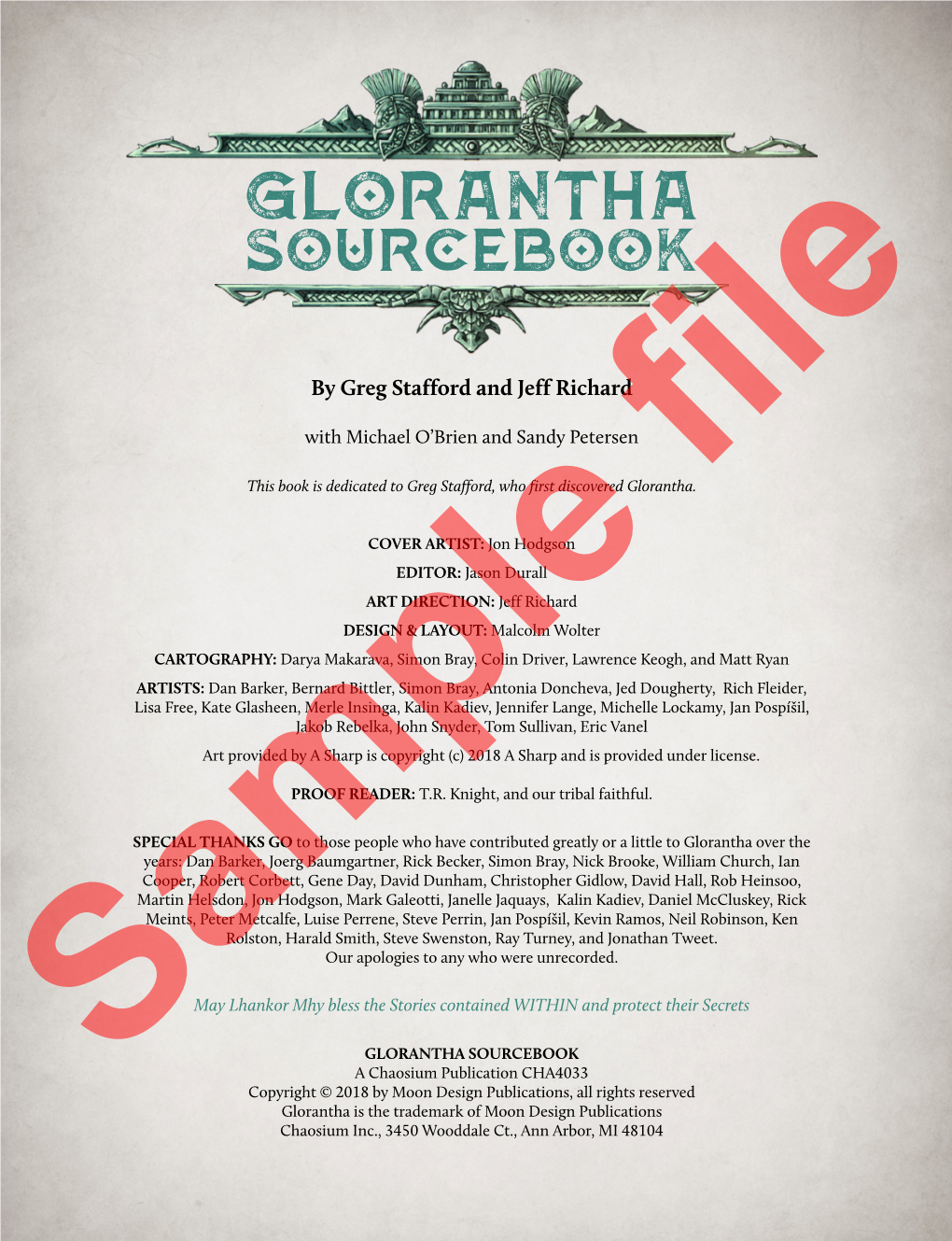 Glorantha Sourcebook