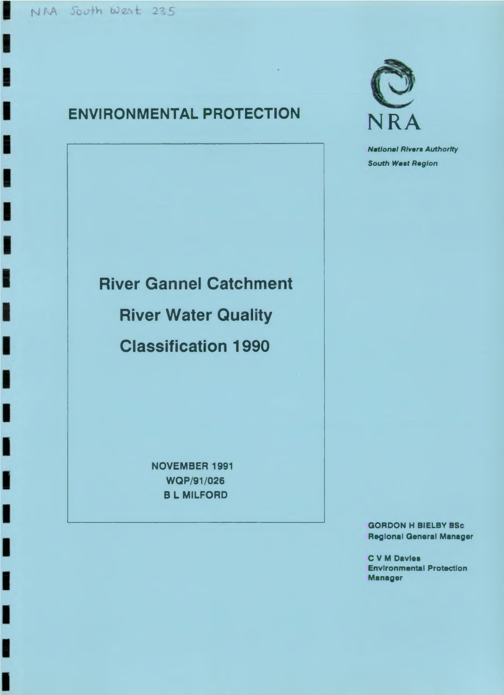 River Gannel Catchment River Water Quality Classification 1990