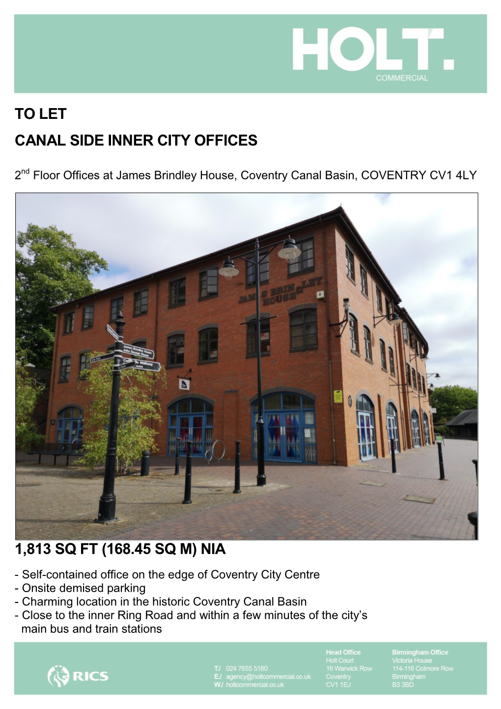 To Let Canal Side Inner City Offices 1813 Sq Ft