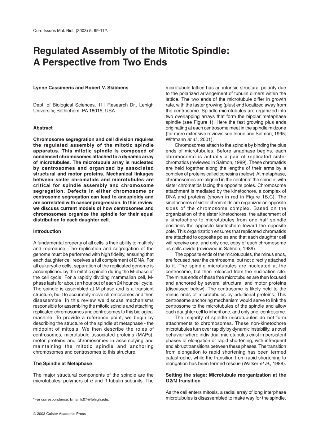 Regulated Assembly of the Mitotic Spindle: a Perspective from Two Ends