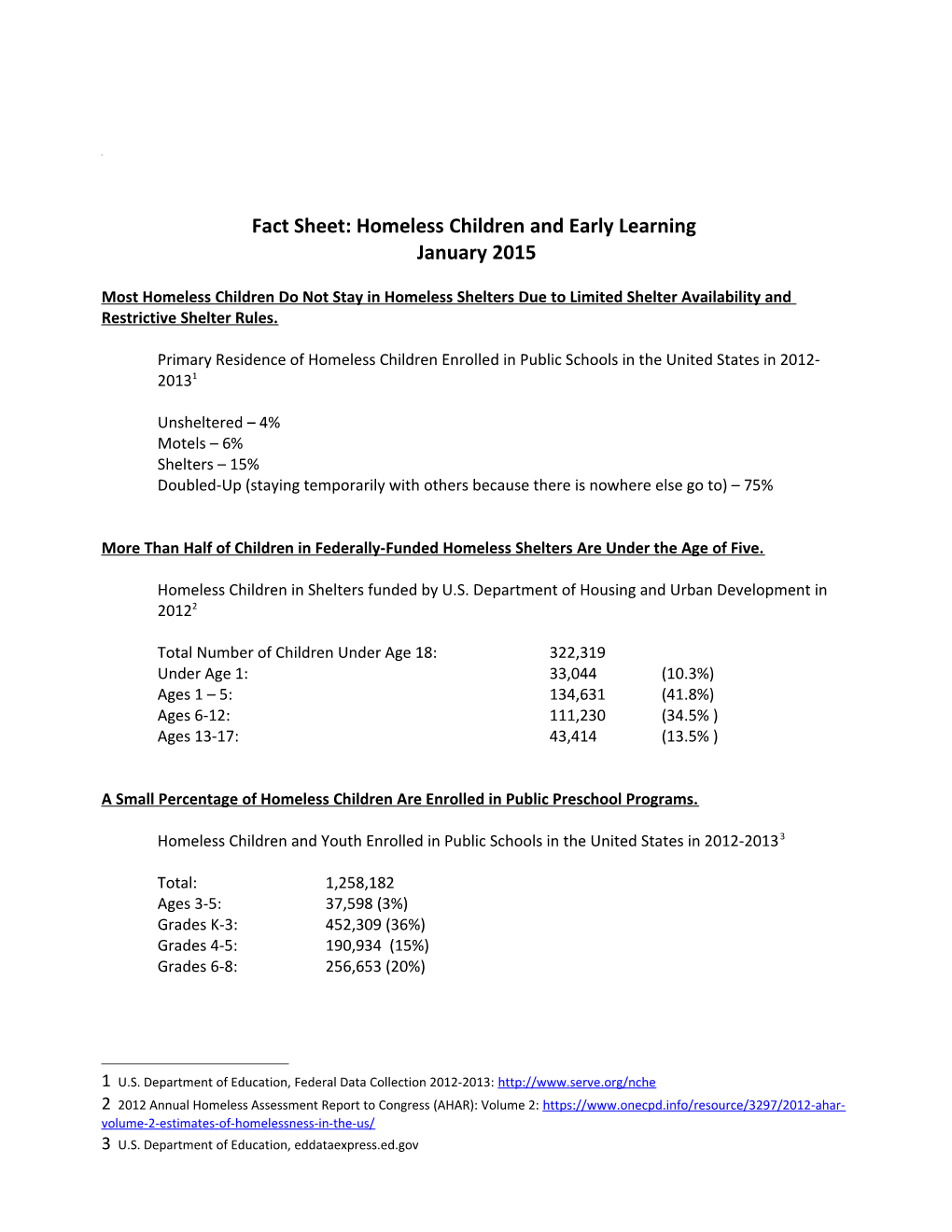 Homeless Children and Early Learning March 2014