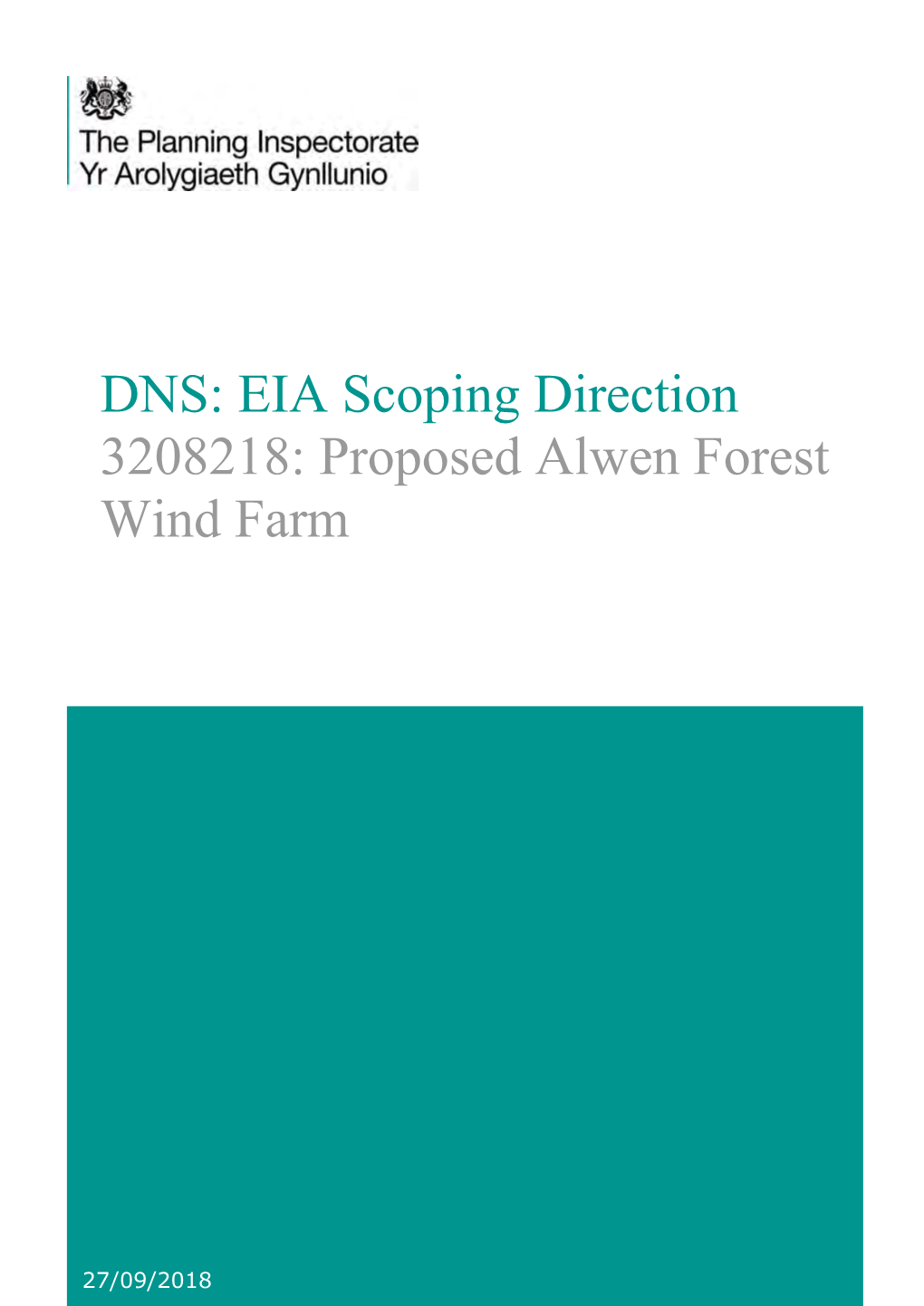 EIA Scoping Direction 3208218: Proposed Alwen Forest Wind Farm