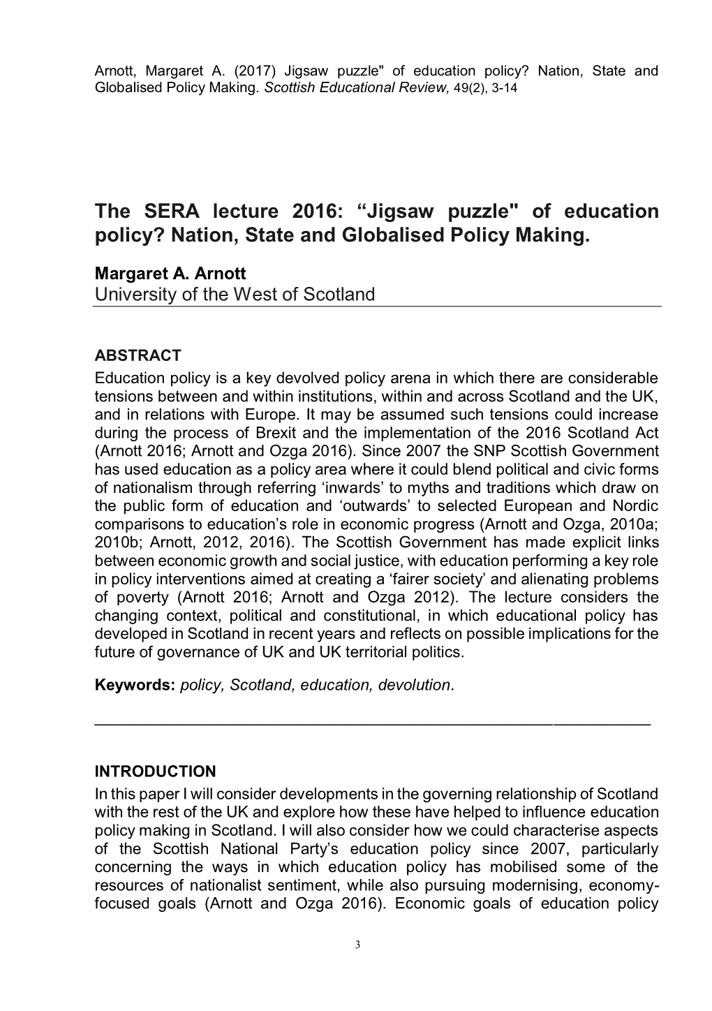 Education Policy? Nation, State and Globalised Policy Making