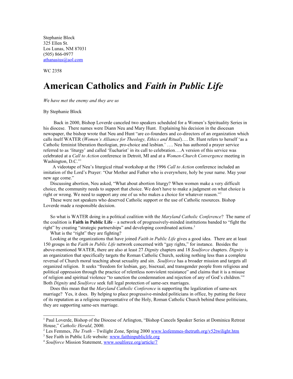 Faith in Public Life