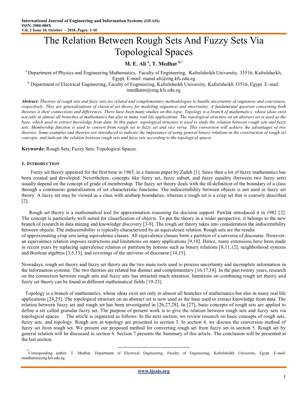 The Relation Between Rough Sets and Fuzzy Sets Via Topological Spaces M