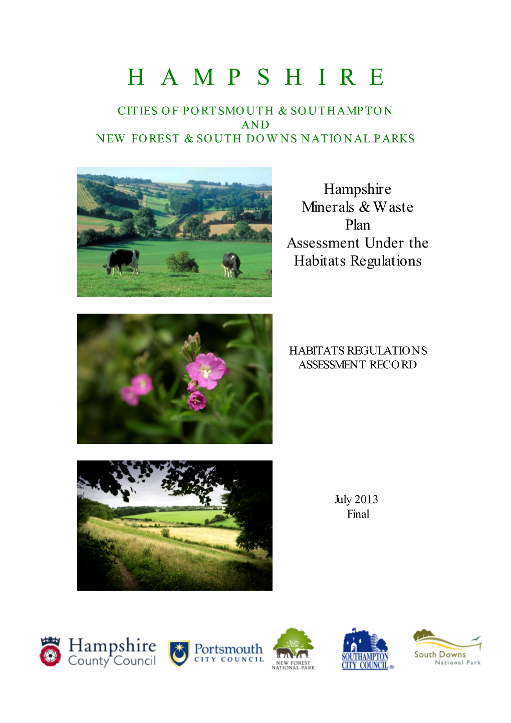 Habitats Regulations Assessment Record Appendices (FINAL) Sept 2013