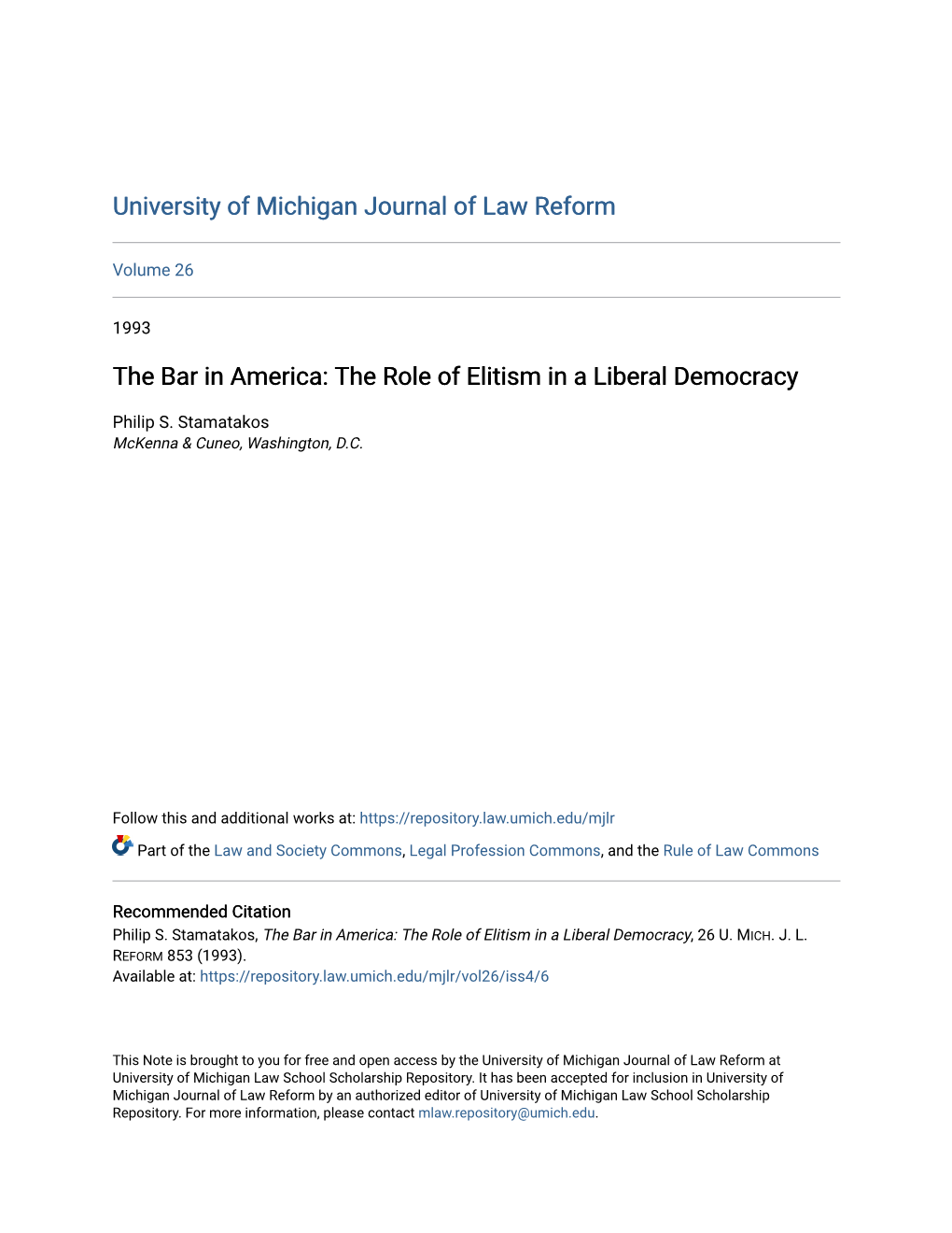 The Role of Elitism in a Liberal Democracy