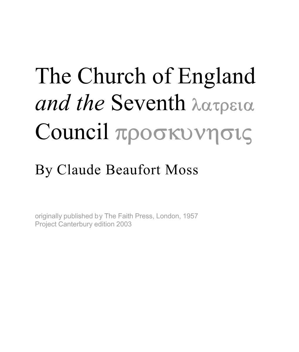 The Church of England and the Seventh Council