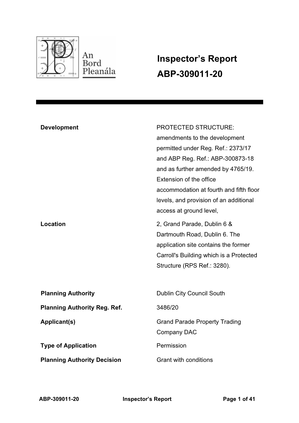 Inspector's Report ABP-309011-20