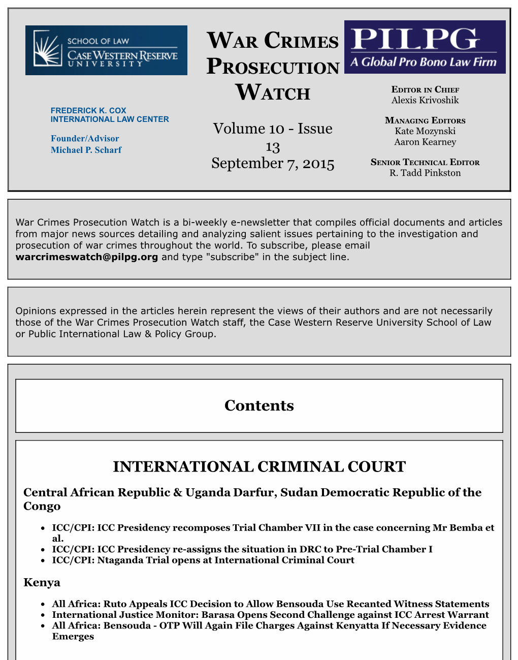 War Crimes Prosecution Watch