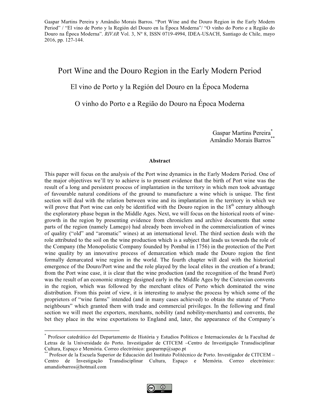 Port Wine and the Douro Region in the Early Modern Period