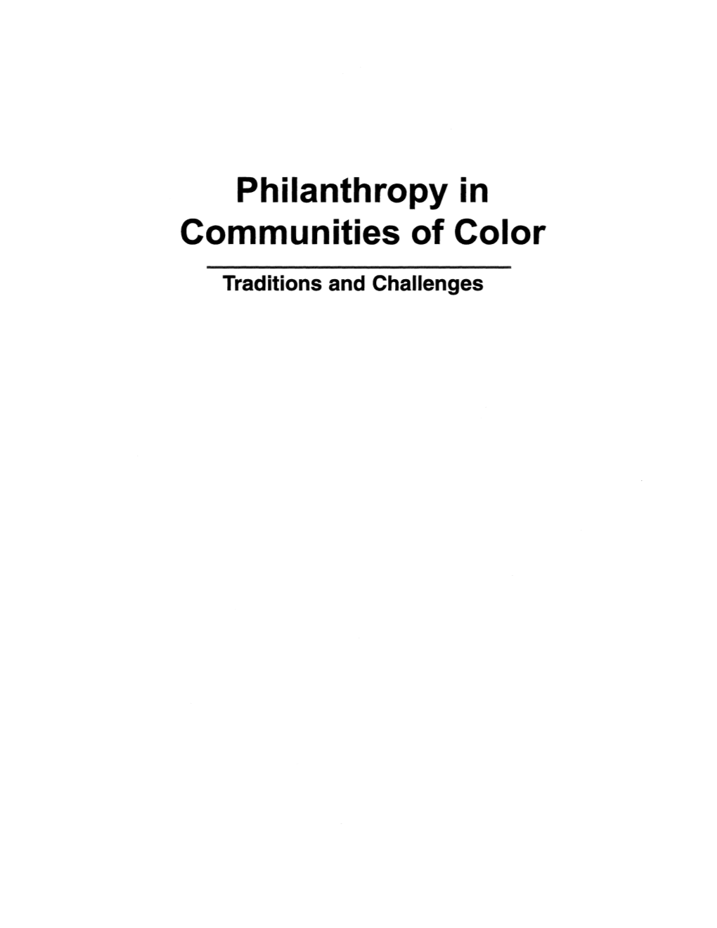 Philanthropy in Communities of Color