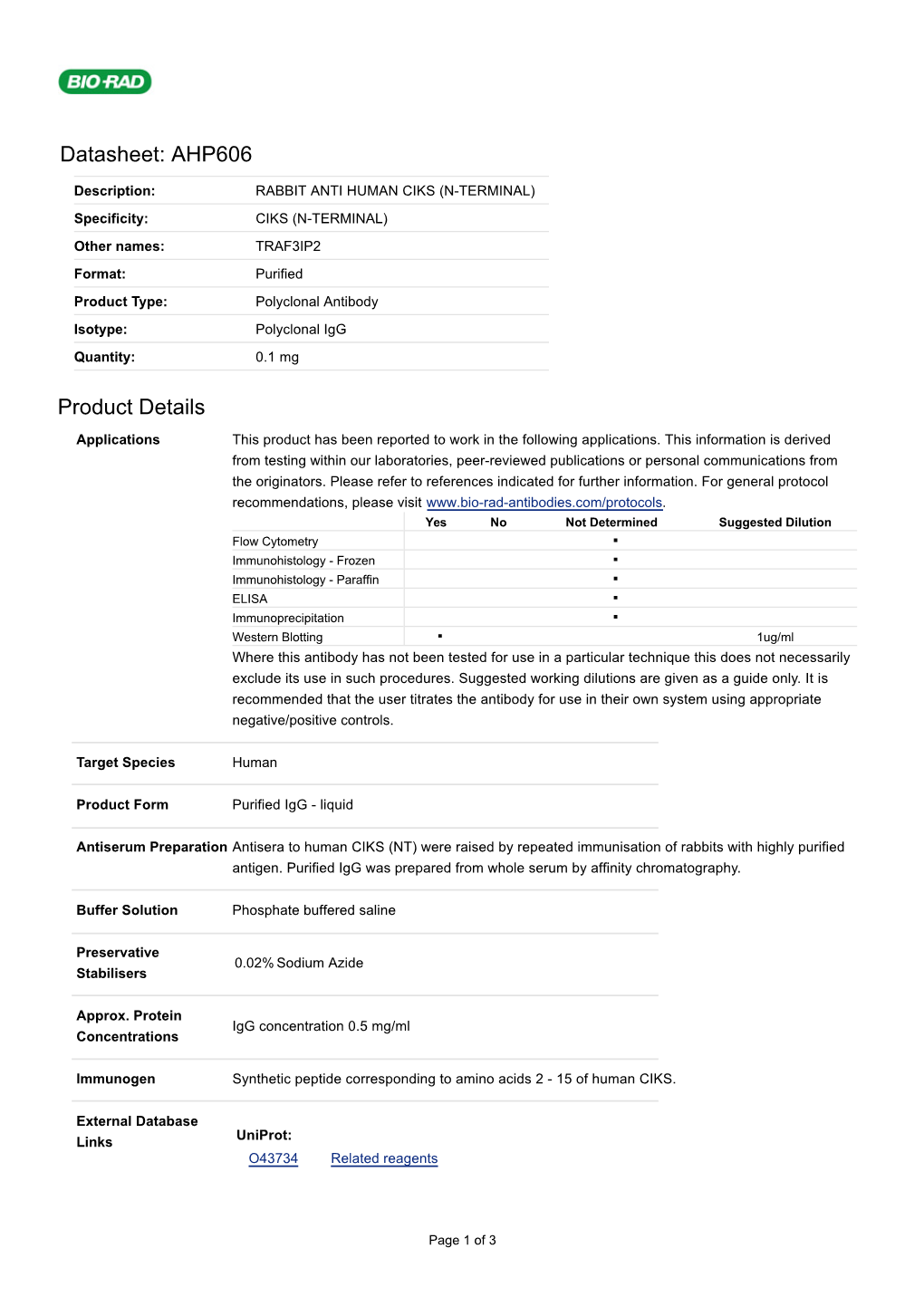 Datasheet: AHP606 Product Details