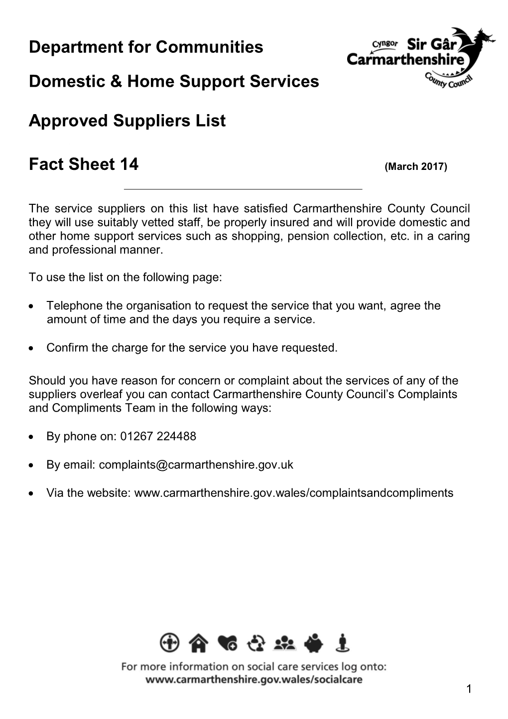 Approved Suppliers List 2014-15 Fact Sheet 14 (March 2017)