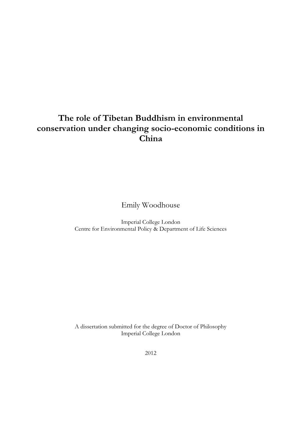 The Role of Tibetan Buddhism in Environmental Conservation Under Changing Socio-Economic Conditions in China