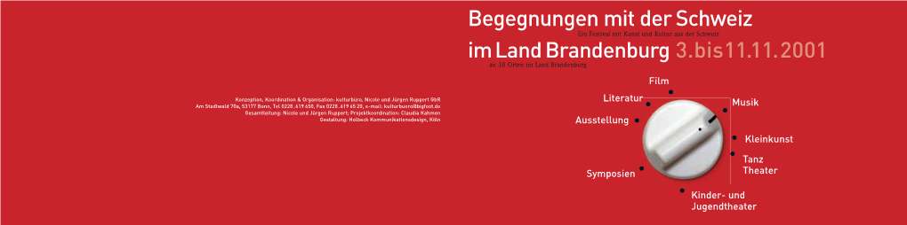 Begegnungen Mit Der Schweiz Im Land Brandenburg 3.Bis11.11.2001